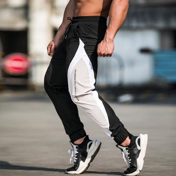 

running pants sport pant for men fitness joggers summer thin quick dry gym stretch sweatpants workout long drawstring, Black;blue
