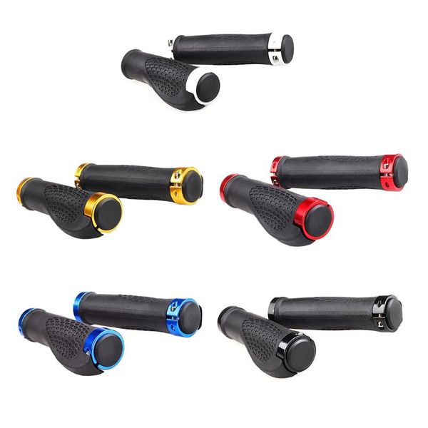 

bike handlebars &components 1 pair cycling bicycle tpr rubber handlebar grips anti-slip aluminum alloy lock on handle wrap