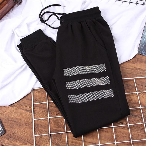 

plus size harem middle waist womens capri street style sweatpants loose casual trouser hip hop joggers female, Black;white