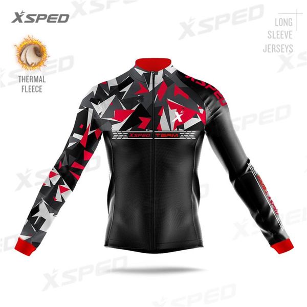 

men's cycling shirt thermal fleece jersey long sleeve maillots ciclismo mtb mountain bike jacket 2021 winter sweatshirt racing jackets, Black;red