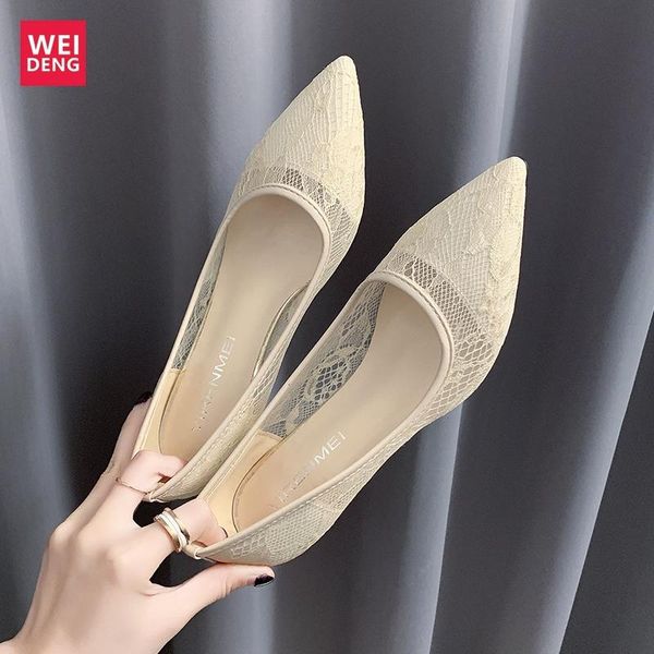 

slippers weideng mesh surface pointed toe women high heeled ventilation wear resistant outdoor elegant comfortable casual shoes, Black