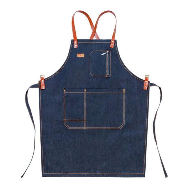 

chef apron cotton canvas cross back adjustable with pockets for women aprons