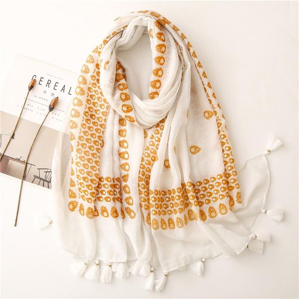 

scarves 2021 fashion women cotton scarf yellow geometric floral beach hijab shawls and wraps female foulards echarpe designer 180*90cm, Blue;gray
