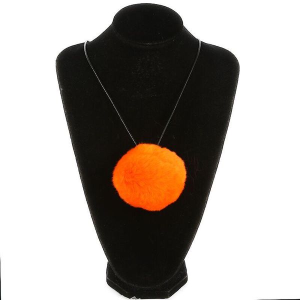 

design genuine fur ball pendant necklace leather rope chain for women charm fashion collar jewelry 14 colors necklaces, Silver