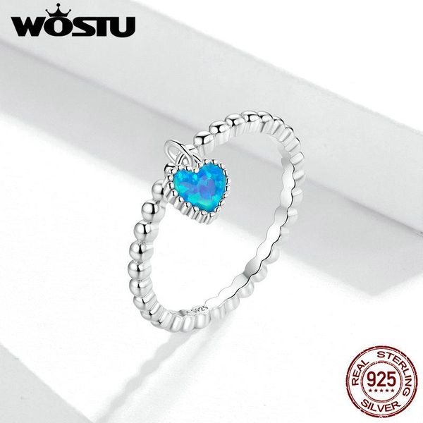 

cluster rings wostu s925 sterling silver cz deep blue heart finger ring for women plated platinum engagement wedding statement jewelry scr67, Golden;silver