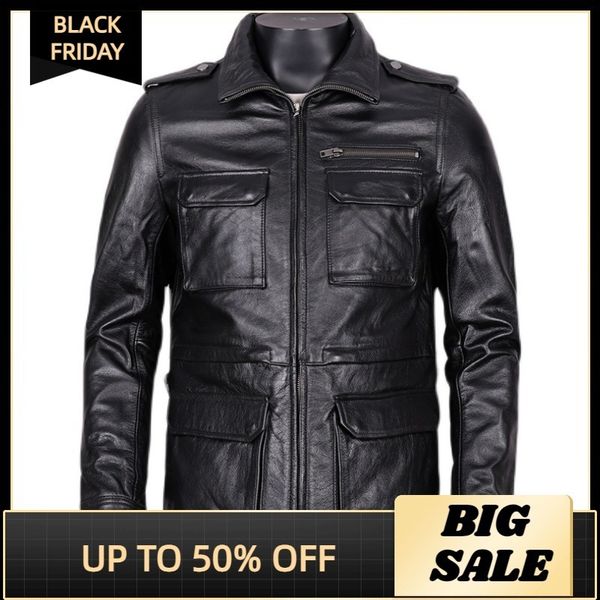 

men's et, royal natural leather tight coat, hunting style, large 5xl, 2021, Black