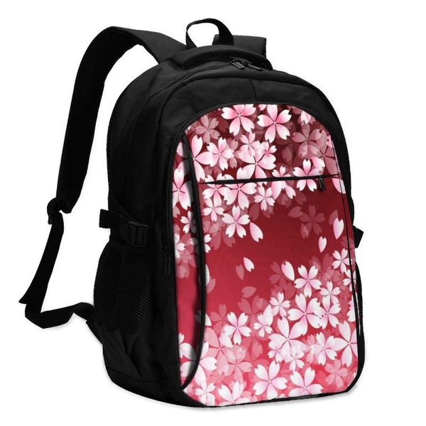 

backpack usb charging lapwomen's for teenage students girls school cherry spring flower travel bagpack