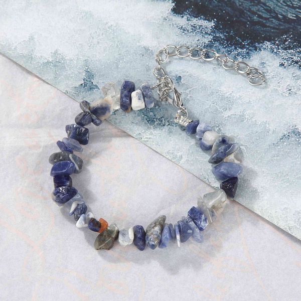 

natural crushed stone crystal women's seven pulse ring selling temperament fashion bracelet jewelry, Golden;silver