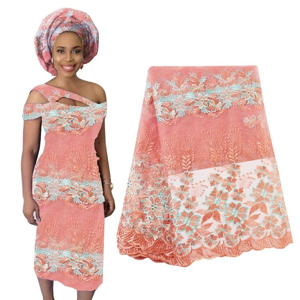 

ribbon selling beaded lace fabric for wedding flowers nigerian french tulle 2021 5 yards, Pink;blue