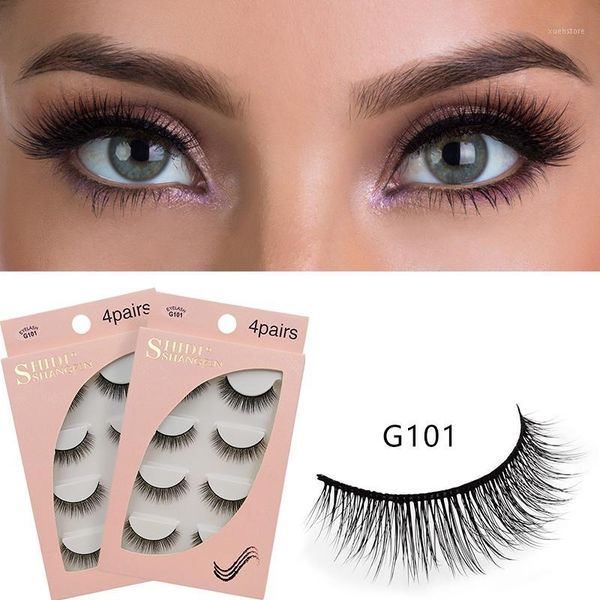 

4 pairs false lashes natural hair 3d mink long eyelashes thick volume makeuplashes dramatic eyelashes1