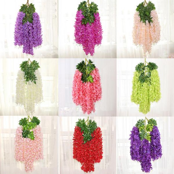 

decorative flowers & wreaths artificial flower rattan fake plant violet vine decoration wall hanging home decor accessories wedding party
