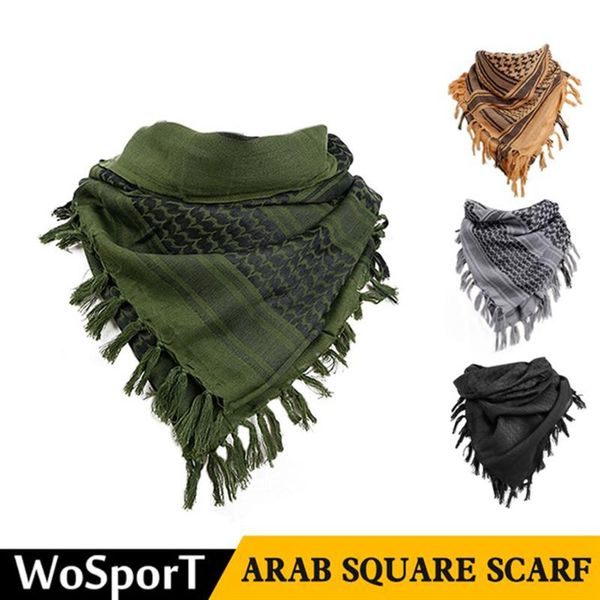 

wosport fashion mens lightweight square outdoor shawl military arab tactical desert army scarf cycling caps & masks, Black