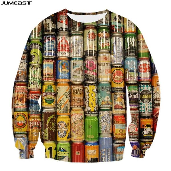 

men's t-shirts jumeast brand men women 3d printed sweatshirt lovely beer beverage can long sleeve t shirt sport pullover tees, White;black