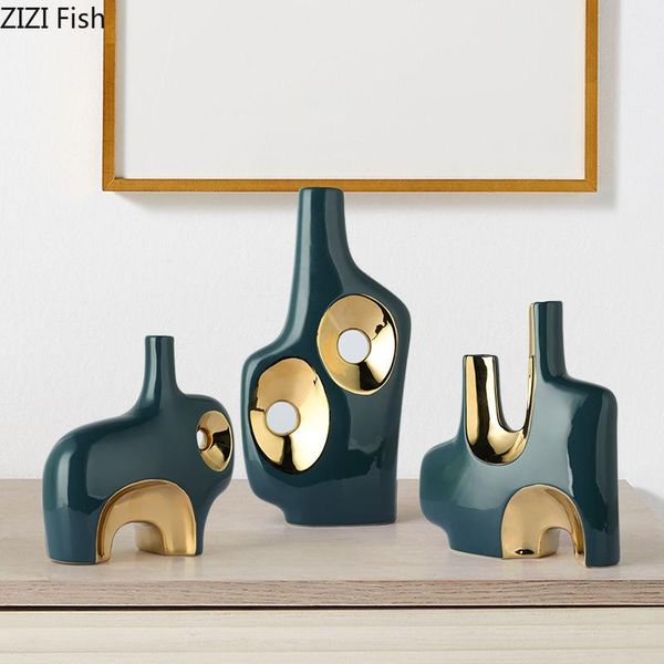 

creative golden ceramic vase handmade crafts and furnishings modern home decoration flower accessories decorative vases