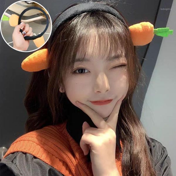 

korean cute funny carrot style plush headbands for women carrogirls personality hair hoop accessories1