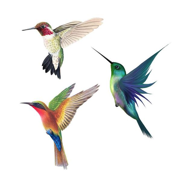 

wall stickers three ratels qcf46 beautiful hummingbird hand painted bird sticker for home decoration toilet