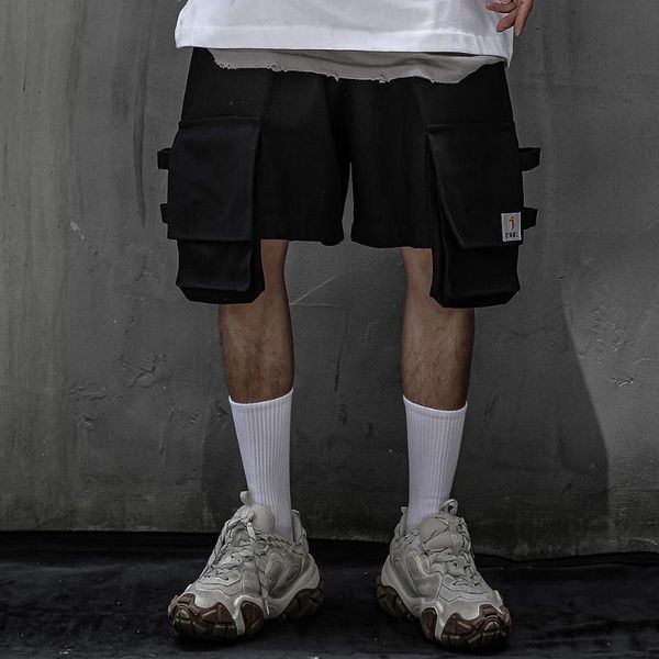 

men's shorts japanese streetwear cargo for men, White;black