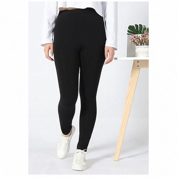 

women's plus size skinny solid color basic casual causal daily high rise full length spring summer black light grey large size l36i#