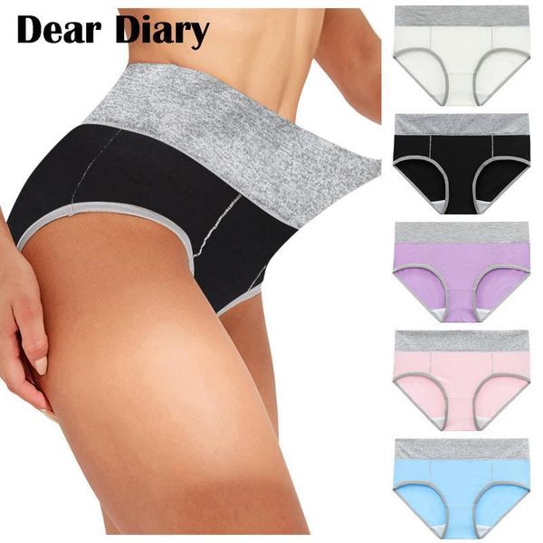 

women's panties women high waist patchwork briefs underwear knickers bikini underpants girls summer solid color cotton slimming, Black;pink