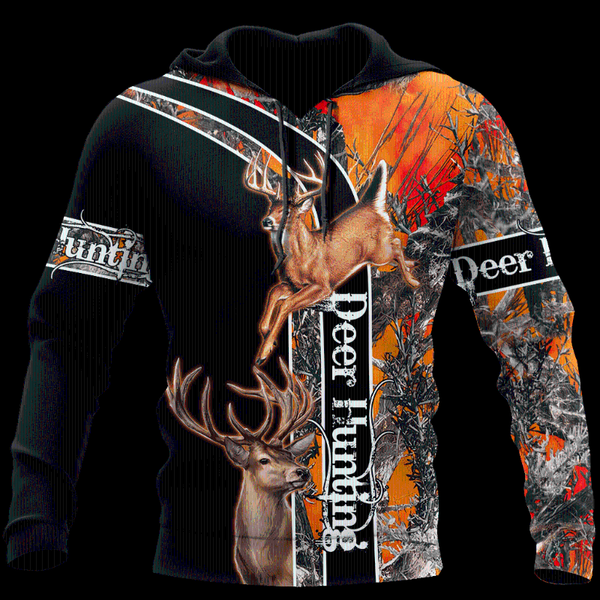

men's hoodies & sweatshirts camouflage 3d hoodie women's outdoor deer pattern camping hunting hooded jacket zipper 28, Black