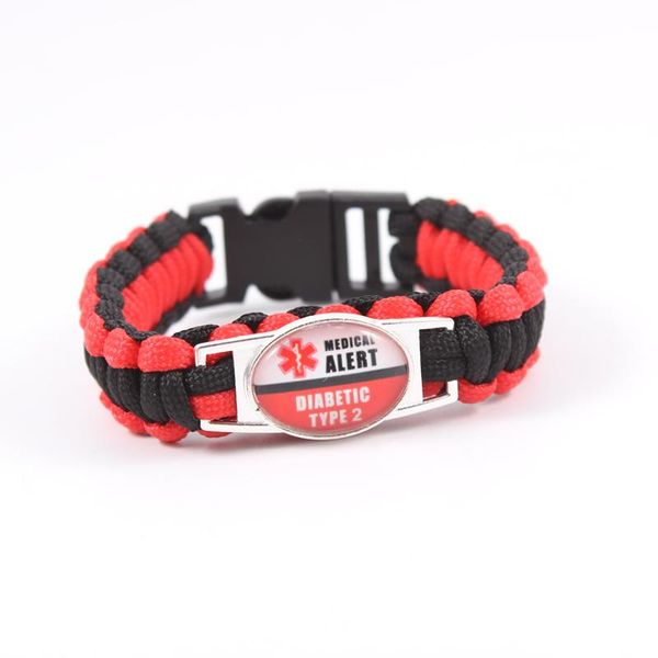

charm bracelets alert paracord bracelet 550 rope escape for men women kids child blood thinner type 1 diabetes bangles jewelry, Golden;silver