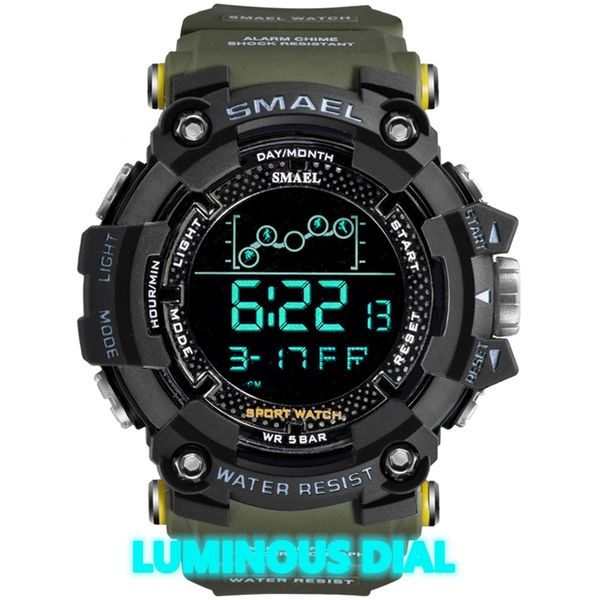 

smael men military watches new fashion casual led digital outdoor sports waterproof luminous round dial electronic wrist watch