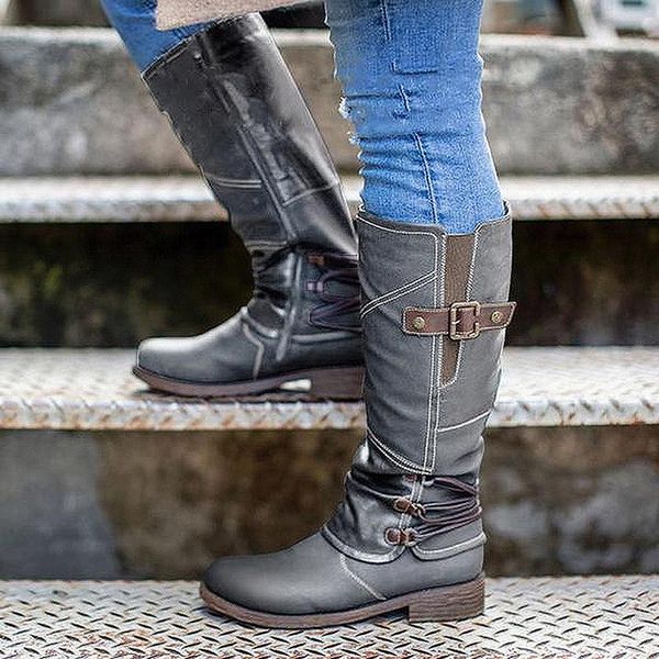 

boots drop winter warm fur knee high womens snow heels side zipper female shoes black brown red large size