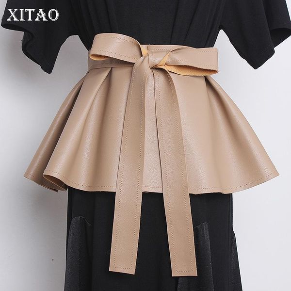 

belts xitao bows bandage ruffles cummerbunds women casual tide fashion style loose solid color elegant personality pleated zy3305, Black;brown