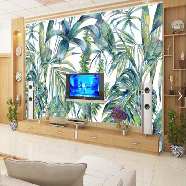 

wallpapers 3d european tropic tree leaves hand painting po wallpaper for living room tv sofa backdrop murals custom size