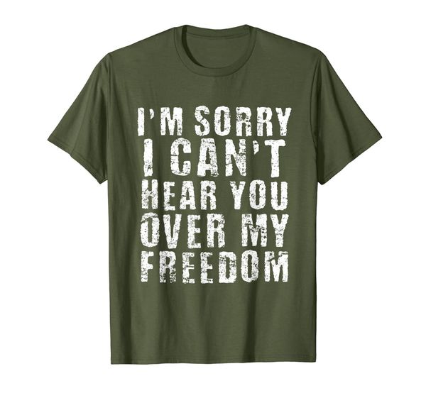 

hear you over my om funny july 4th independence gift t-shirt, White;black