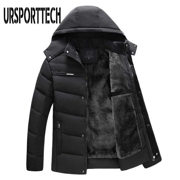 

winter jacket men parka fashion thicken hooded waterproof outwear warm coat fathers' clothing casual men's overcoat 4xl 210528, Black