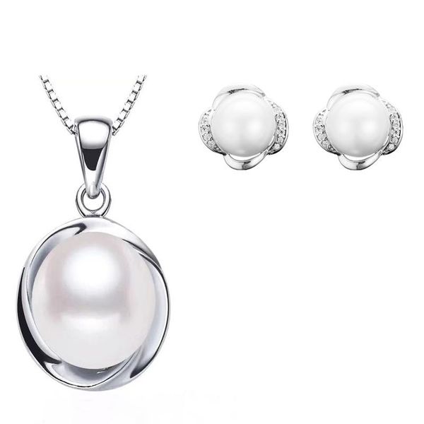 

bracelet, earrings & necklace s925 sterling silver jewelry for girl birthday real freshwater pearl natural gifts sets, Black