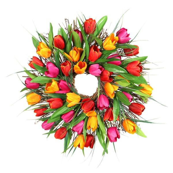 

wall-mounted rattan simulation tulip wreath long leaf home decoration decorative flowers & wreaths