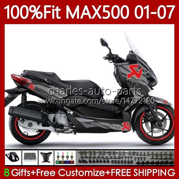 Carene iniezione per YAMAHA TMAX500 T-MAX500 MAX-500 TMAX-500 T MAX500 Grigio lucido 01 02 03 04 05 06 07 109No.47 TMAX MAX 500 XP500 2001 2002 2003 2004 2005 2006 2007 Kit