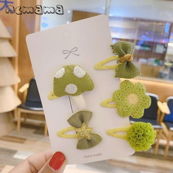 

ncmama 5pcs/set mini snap clips for baby girls cloth cartoon animal bows flower toddlers kids princess hairpins hair accessories, Slivery;white