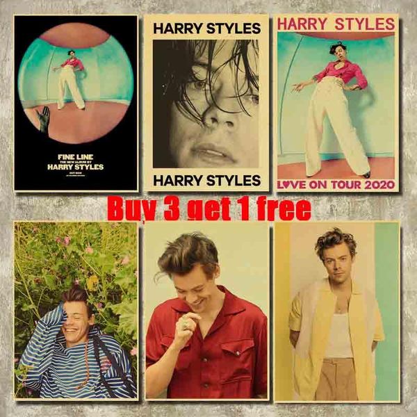 

wall stickers music band one direction member poster retro vintage kraft paper painting art for living room decor
