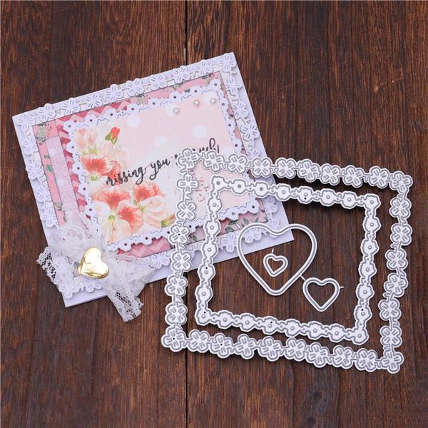 

inlovearts heart dies flower frame metal cutting stencils for diy scrapbooking decoration embossing die cut 2021 painting supplies