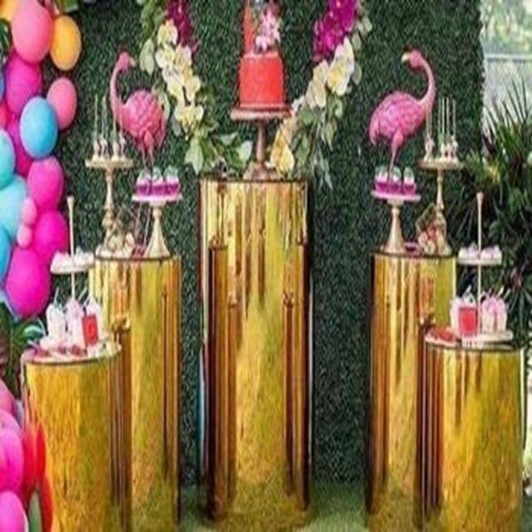 

party decoration 5pcs/set)wedding plinths crystal aisle pillars pedestal centerpiece round geometric flower cake table stand qq17