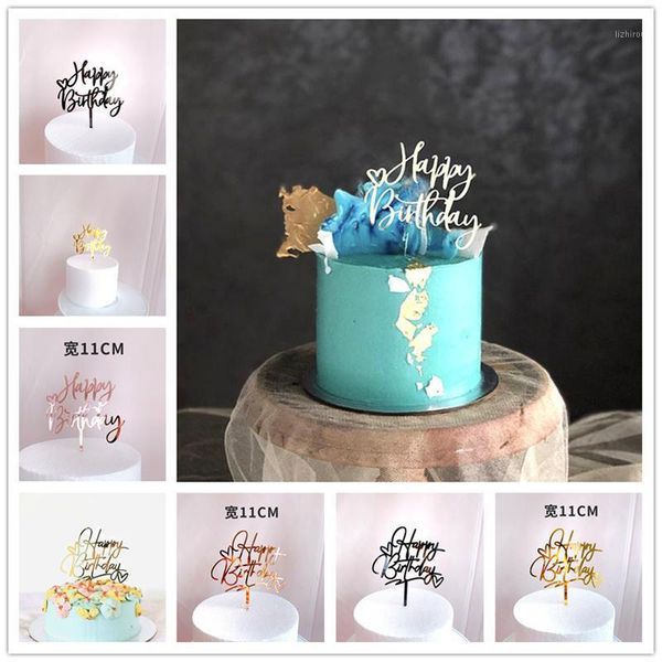 

acrylic cake er golden happy birthday ers for kids party decorations celebrate dessert gift1