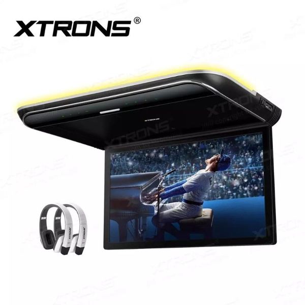 

car video 19.5" flip down monitor roof mounted with true 1080p support 2 ir/fm headphones included