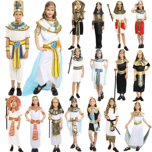 

halloween costum cos chilen's men and women egyptian pharaoh cleopatra costume princs ancient greek roman prince, Black;red