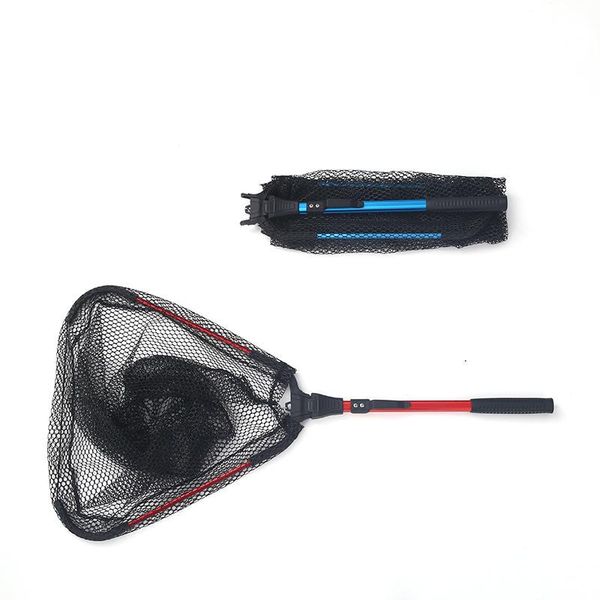 

fishing accessories 78cm portable net triangular aluminum small mesh monofilament handle landing for carp lake kayak