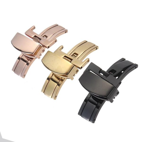 

watch bands deployment buckle stainless steel replacement clasp strap for band 16mm 20mm 4 color butterfly, Black;brown