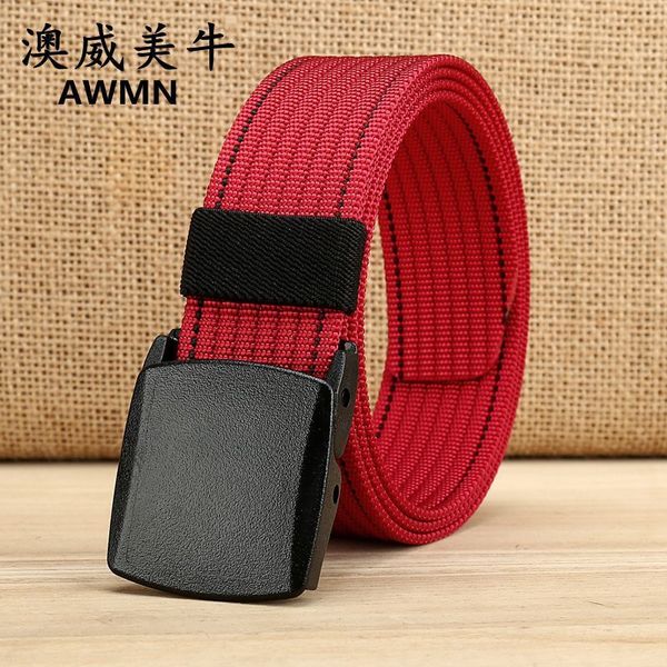 

durable fashion the felt casual nylon belt pure multicolor plastic steel buckle light versatile men's, Black;brown