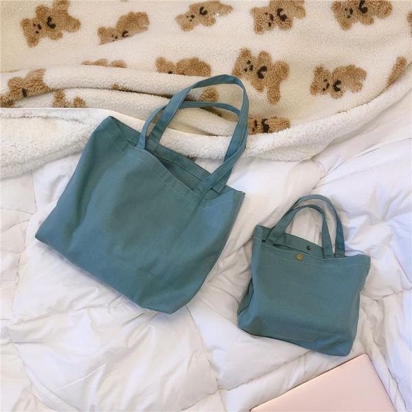 

evening bags korean blue cotton shopper simple casual daily reusable large students eco recycle handbag eco-friendly handle tote