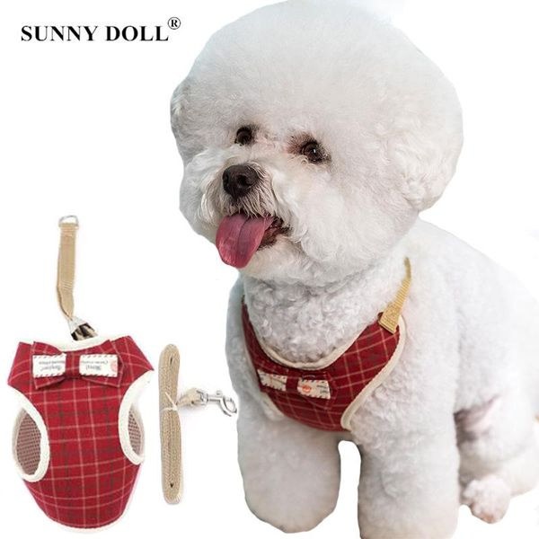 

dog collars & leashes harness vest adjustable soft mesh pet and leash set for small medium dogs cat puppy collar chest strap