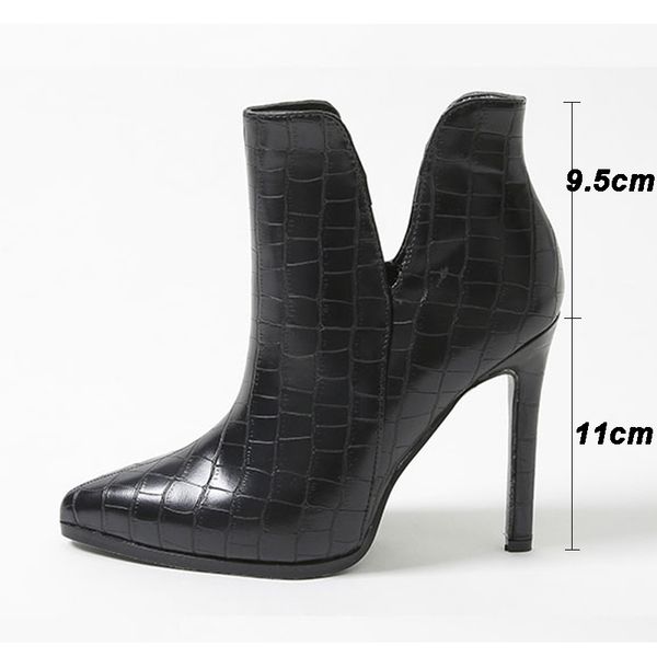 

sandals autumn western cowboy boots women shoes snake pu leather high heels slip on cowgirl booties ankle for gpgy, Black