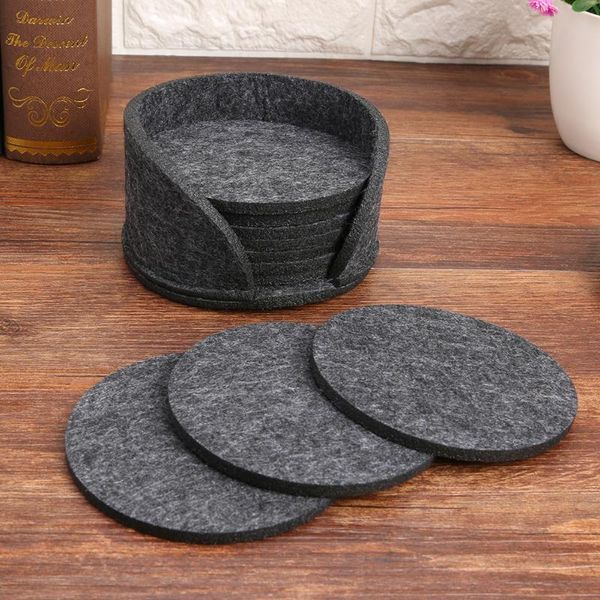 

10pcs round felt dining table protector pad heat resistant cup mat coffee tea drink mug placemat kitchen accessories mats & pads