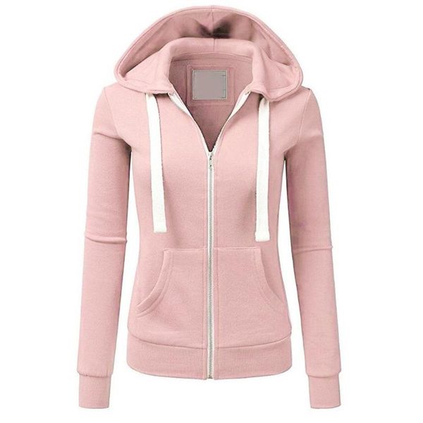 

women's hoodies & sweatshirts 2021 women long sleeve patchwork solid color hooded zipper casual sport coat pullovers girl female fashio, Black