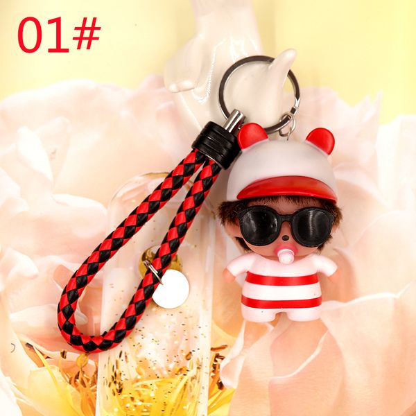 

fashion accessories cute cartoon sunglasses qiqi doll keychain, Silver